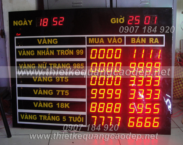 Bảng led tỷ giá vàng