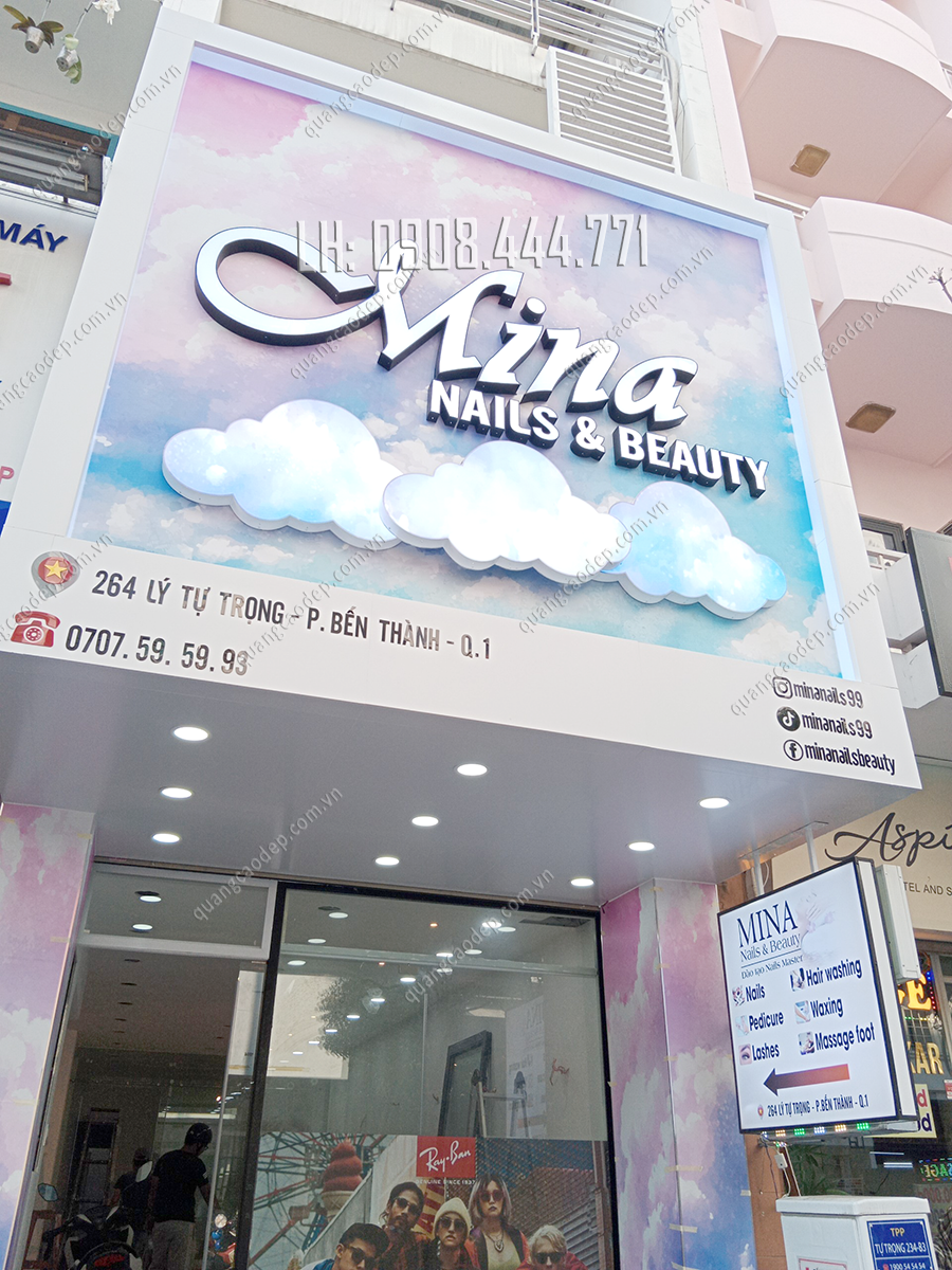 Bảng hiệu nails beauty Mina